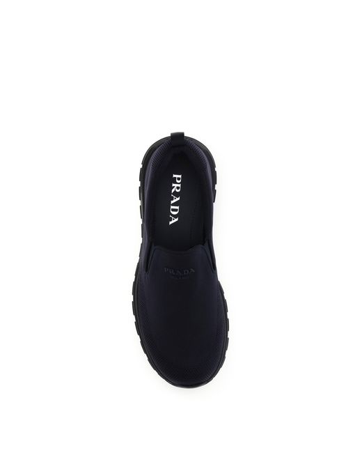 Prada Blue Jersey Slip-On Sneakers