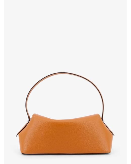 Totême  Brown T-Lock Hammered Leather Shoulder Bag