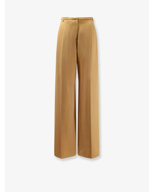 Alysi Natural Trousers Wide-Leg Lyocell-Linen
