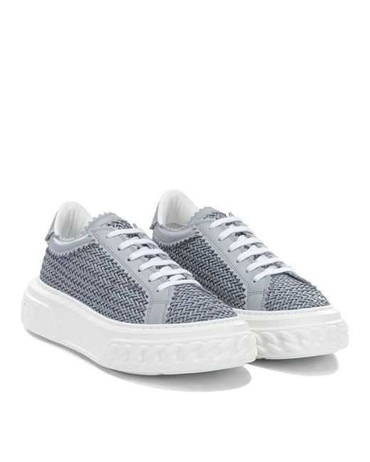 Casadei Blue Light Leather Sneakers