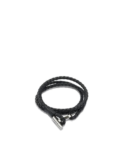 Tom Ford Black Braided Leather Bracelet for men