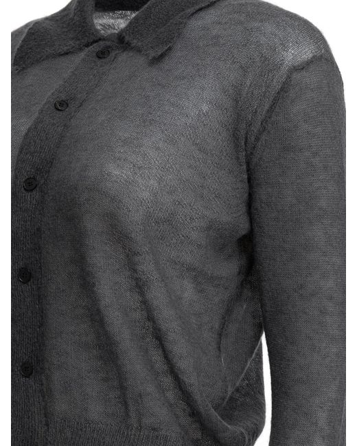 Auralee Black Charcoal Mohair Nylon Knitwear