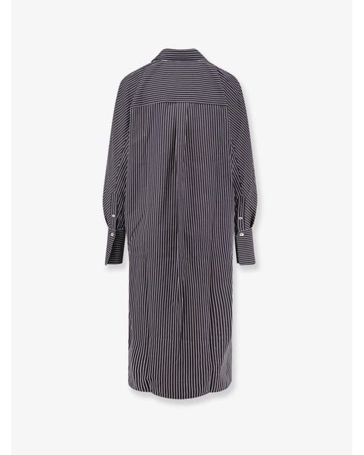 Totême Gray Striped Kimono-Sleeve Shirtdress