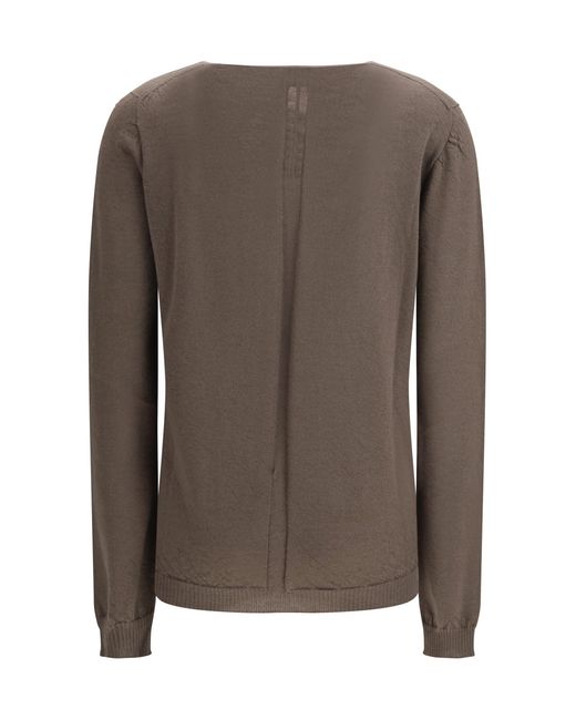 Rick Owens Brown Temple Extreme Sweater With V-Neck