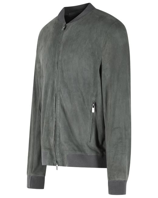 Salvatore Santoro Gray Leather Jacket for men
