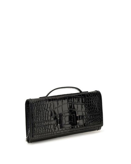 Roger Vivier Black Belle Vivier Crocodile-Effect Clutch
