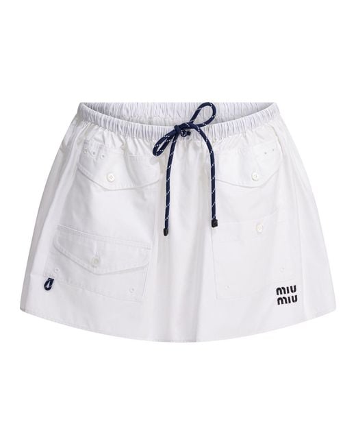 Miu Miu White Poplin Mini Skirt