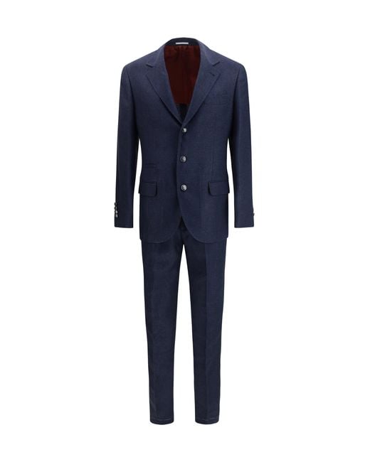 Brunello Cucinelli Blue Two-Piece Single-Breasted Suit for men