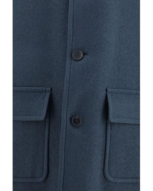 Dries Van Noten Blue Long Single-Breasted Coat Bottle for men