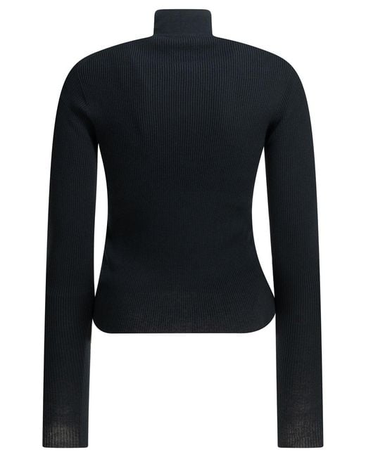Miu Miu Blue Zip-Up Cotton Sweater