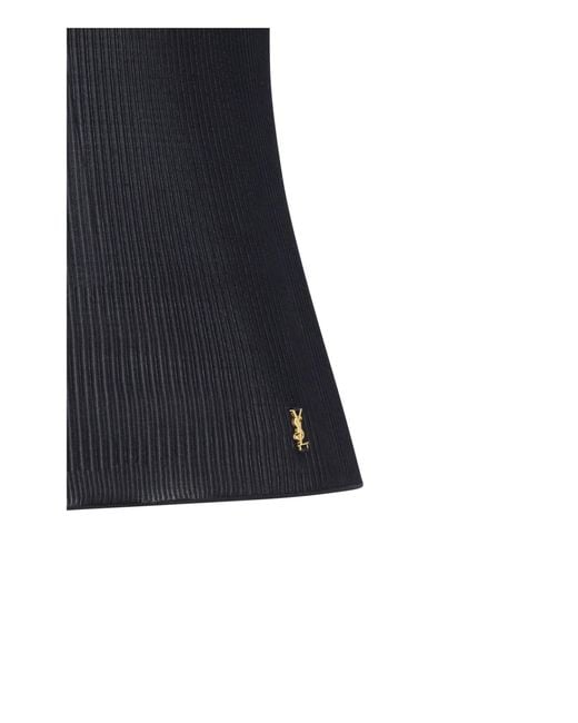 Saint Laurent Black Ribbed Silk Jersey Lace-Trim Tank Top