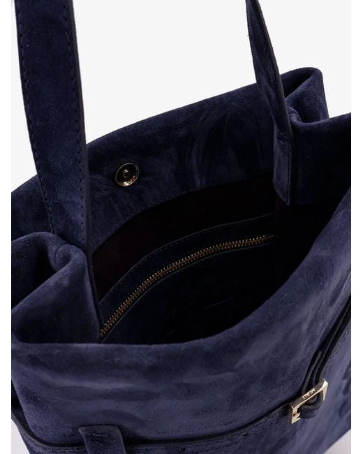 MANU Atelier Blue Tote Du Jour Suede Shoulder Bag Dark