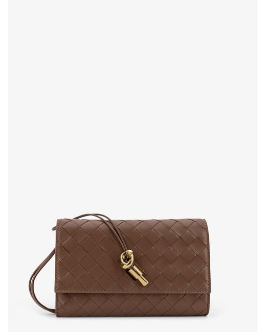 Bottega Veneta Brown Andiamo Leather Shoulder Bag With Intrecciato Motif