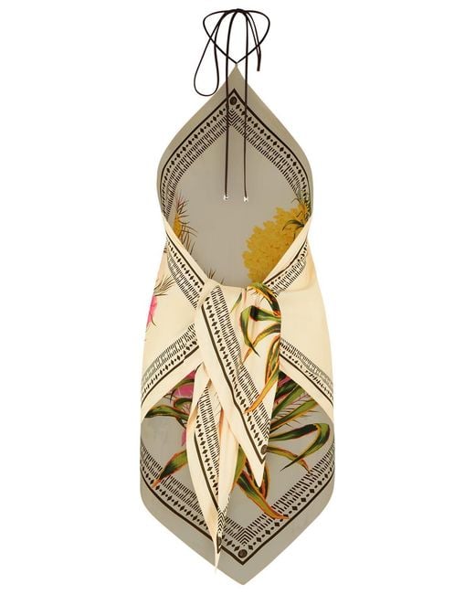 Blumarine Metallic Printed Twill Scarf Top