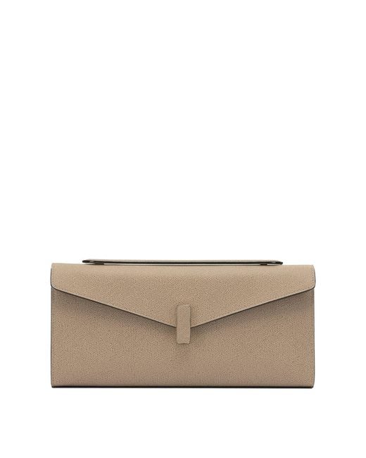 Valextra Natural "Isis" Clutch With Shoulder Strap