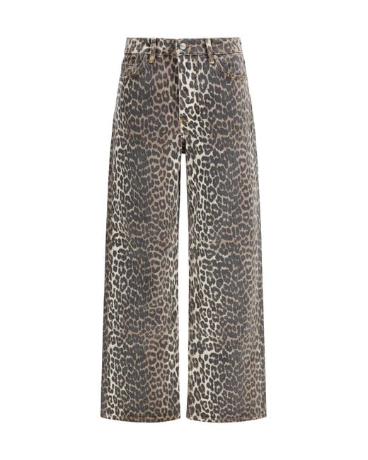 Ganni Gray Animal Print Jeans