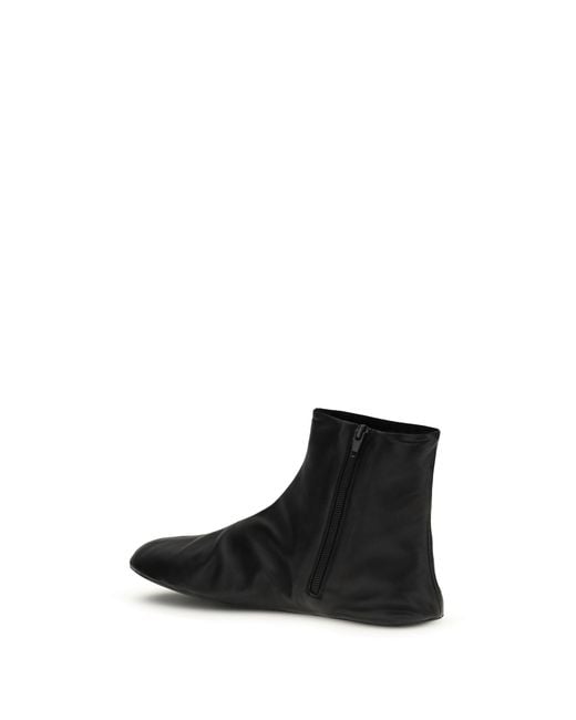 The Row White Leather Ankle Boots