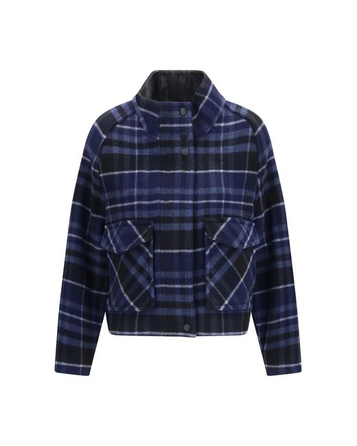 Pinko Blue Campanula Check Double-Cloth Caban