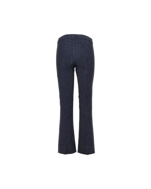 Max Mara Blue Stretch Denim Cropped Pants
