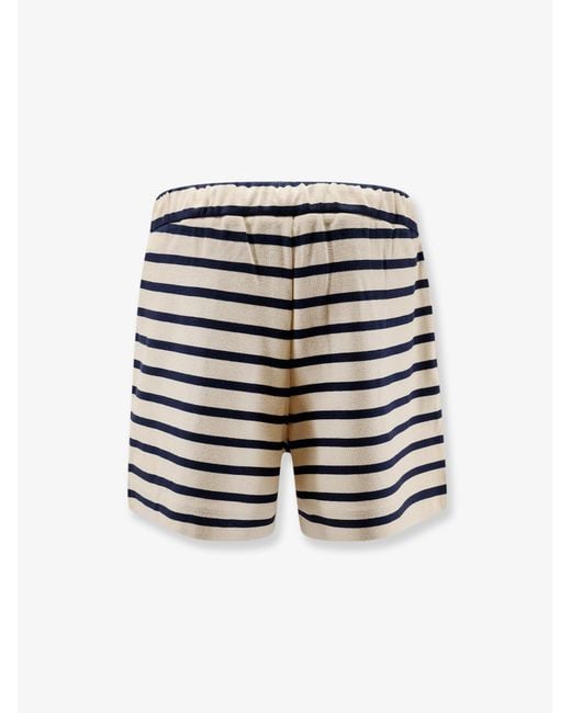 Moncler Blue Cotton Shorts With Striped Pattern