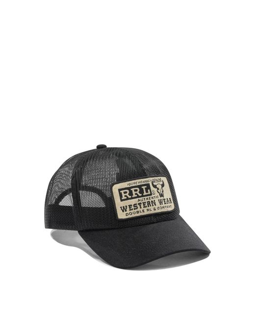 RRL Black Polyester Hat for men