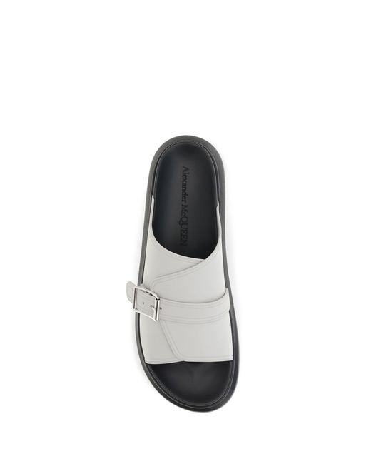 McQueen White Buckle Slide Sandals