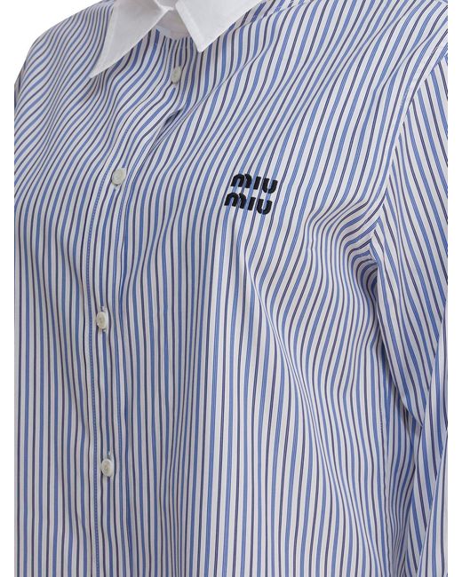 Miu Miu Blue Cotton Poplin Shirt