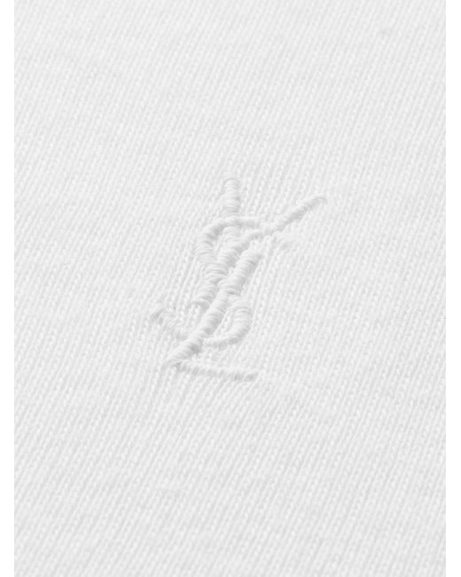 Saint Laurent White Cassandre Certified Cotton T-Shirt for men