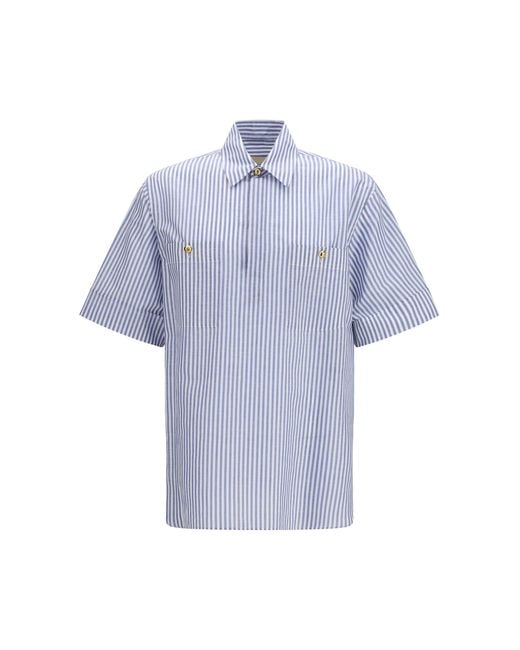 Valentino Blue Short-Sleeve Shirt With Logo Buttons for men