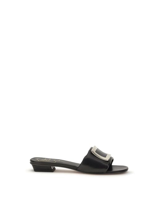 Roger Vivier White Leather Slide Sandals