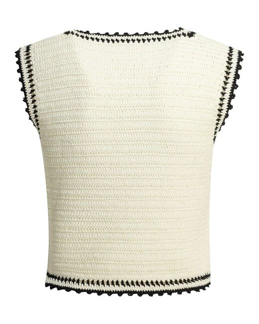 Céline White Triomphe Knitted Top
