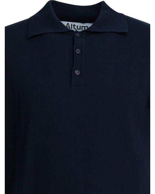 Altum Blue Cotton Polo Shirt for men