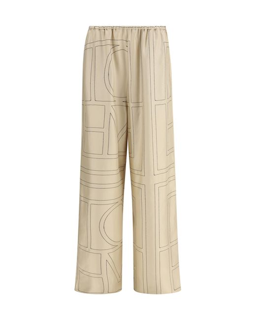 Totême Natural Monogram Silk Pants