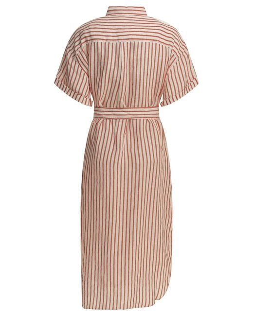 Polo Ralph Lauren Natural Long Shirt Dress With Logo