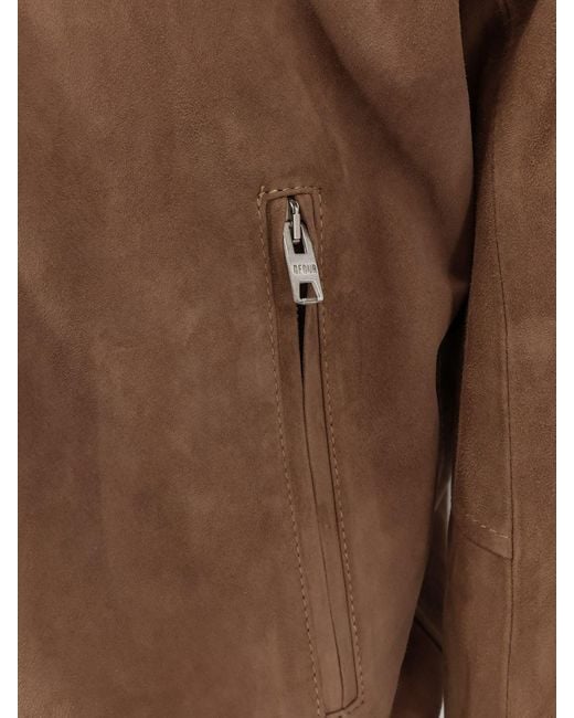 DFOUR® Brown Suede Jacket for men