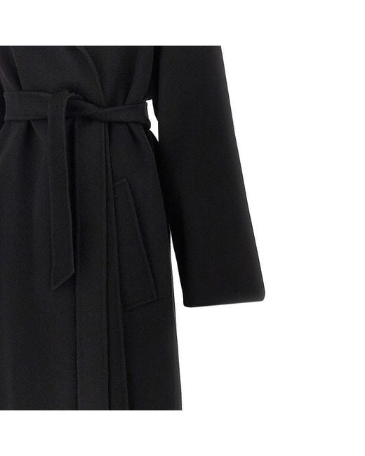 Weekend by Maxmara Black Midi Cloth Coat With Belt