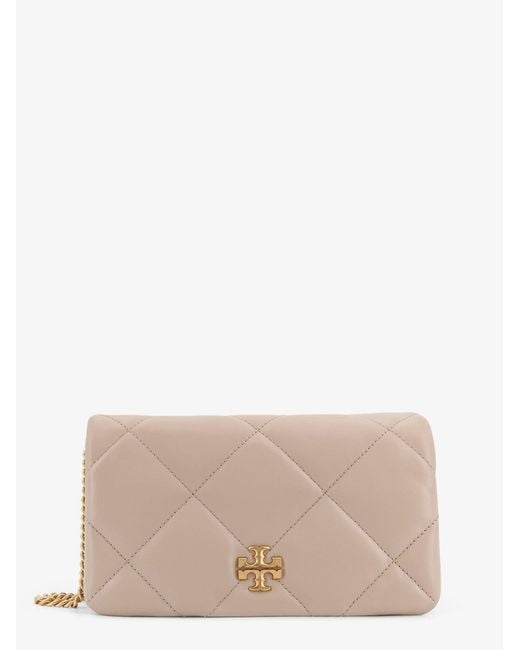 Tory Burch Natural Kira Quilted Leather Crossbody Bag