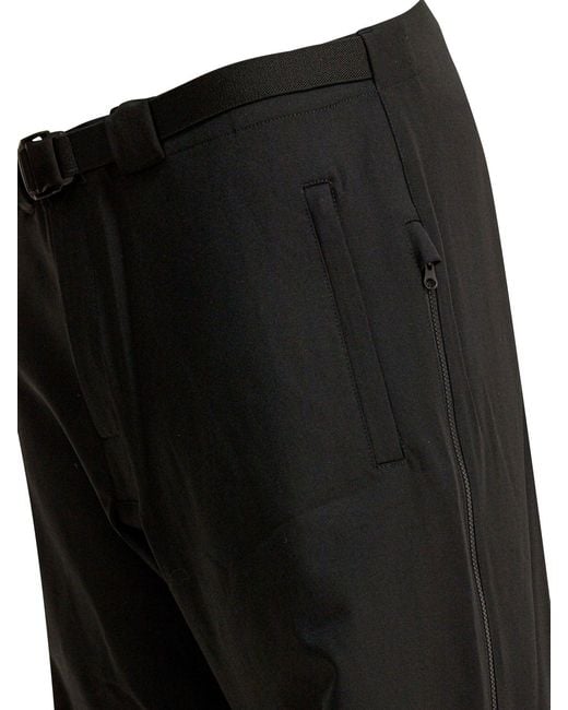 GR10K Black Wool Blend Belted Pants Trousers for men