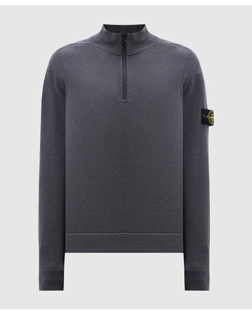 Stone Island Gray Half Zippered Knitwear for men