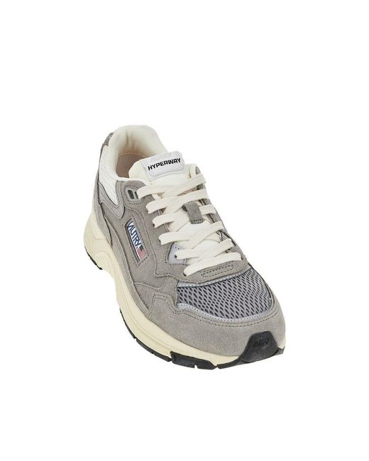 Autry Gray 'Hyperway' Suede Leather And Mesh Sneakers for men