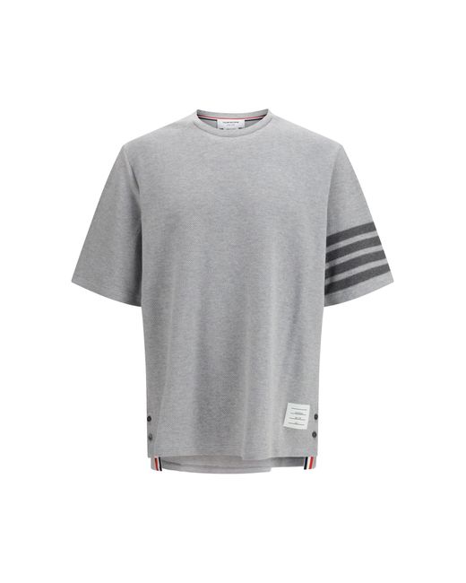 Thom Browne Gray Textured Cotton Piquã T-Shirt for men