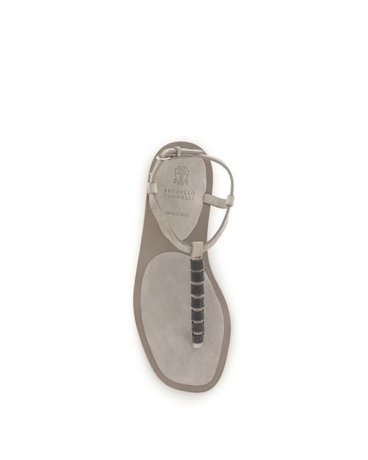 Brunello Cucinelli Natural Embellished Sandals