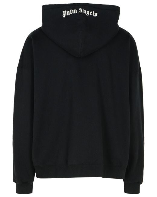 Palm Angels Black Hooded Cotton Sweatshirt for men