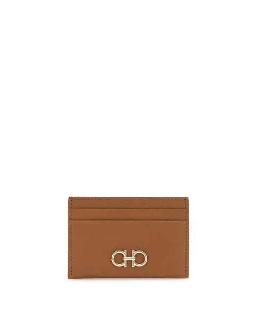 Ferragamo Brown Gancini Card Holder