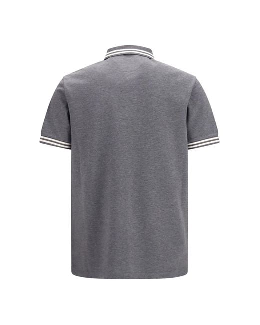 Moncler Gray Cotton Piqué Polo With Striped Trims for men