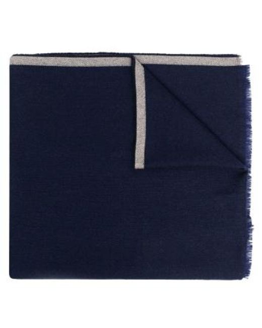 Brunello Cucinelli Blue Wool And Cashmere Scarf for men
