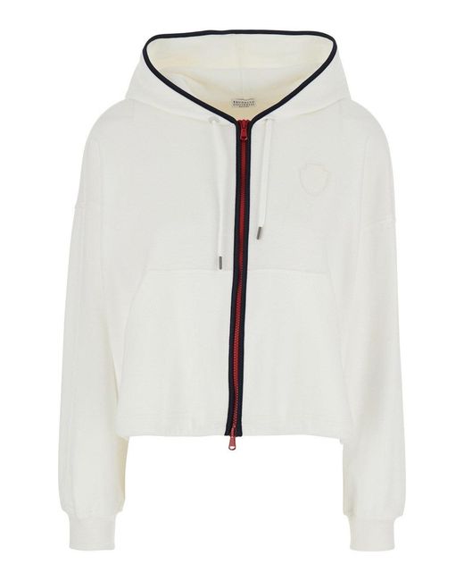 Brunello Cucinelli White Zippered Hoodie