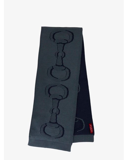 Gucci Blue Wool Scarf for men