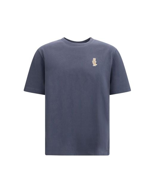 Maison Kitsuné Blue Organic Cotton T-Shirt Shadow for men