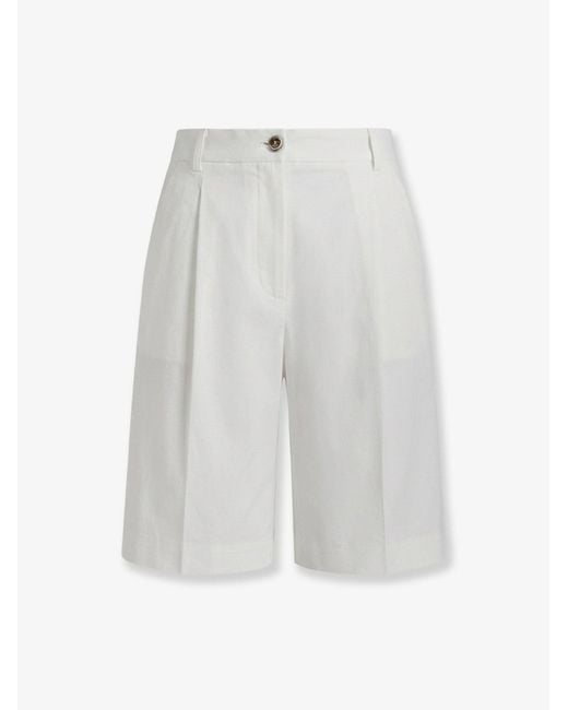 Pinko White Byrana Linen And Viscose Shorts